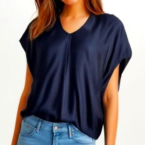 Vince Silk Dolman Sleeve Popover Blouse Small